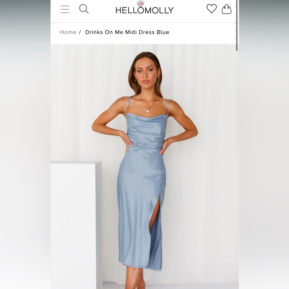 NWT Drinks on Me Midi Dress Blue from Hello Molly. Size: S